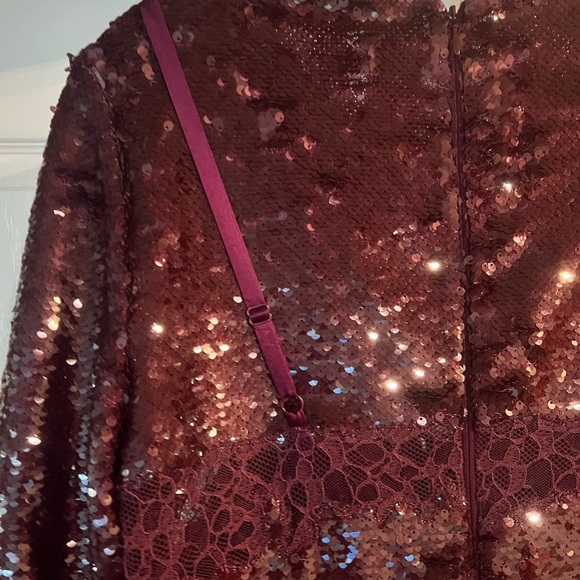 Jonathan Simkhai Burgundy Sequin Cocktail Dress NWT - Picture 8 of 8